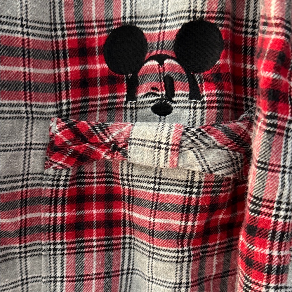 Disney Luxe Collection Plaid Flannel Pajama Nightgown Sleep Shirt Mickey Gown - Picture 2 of 9